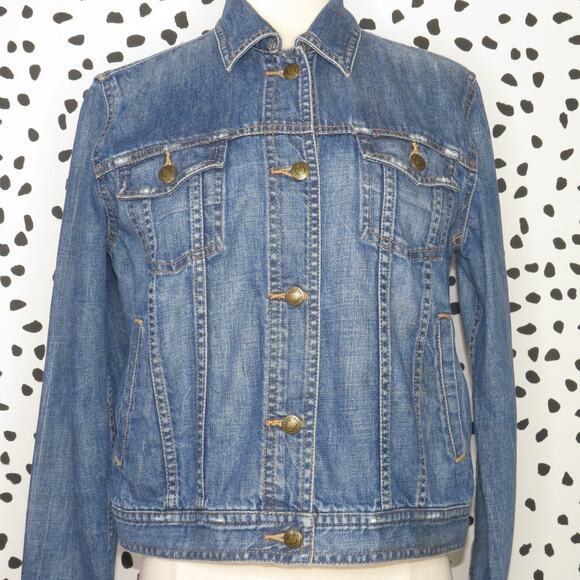 Lauren Jeans Co. Ralph Lauren Medium Wash Denim Button Front Jean Jacket - Picture 3 of 8